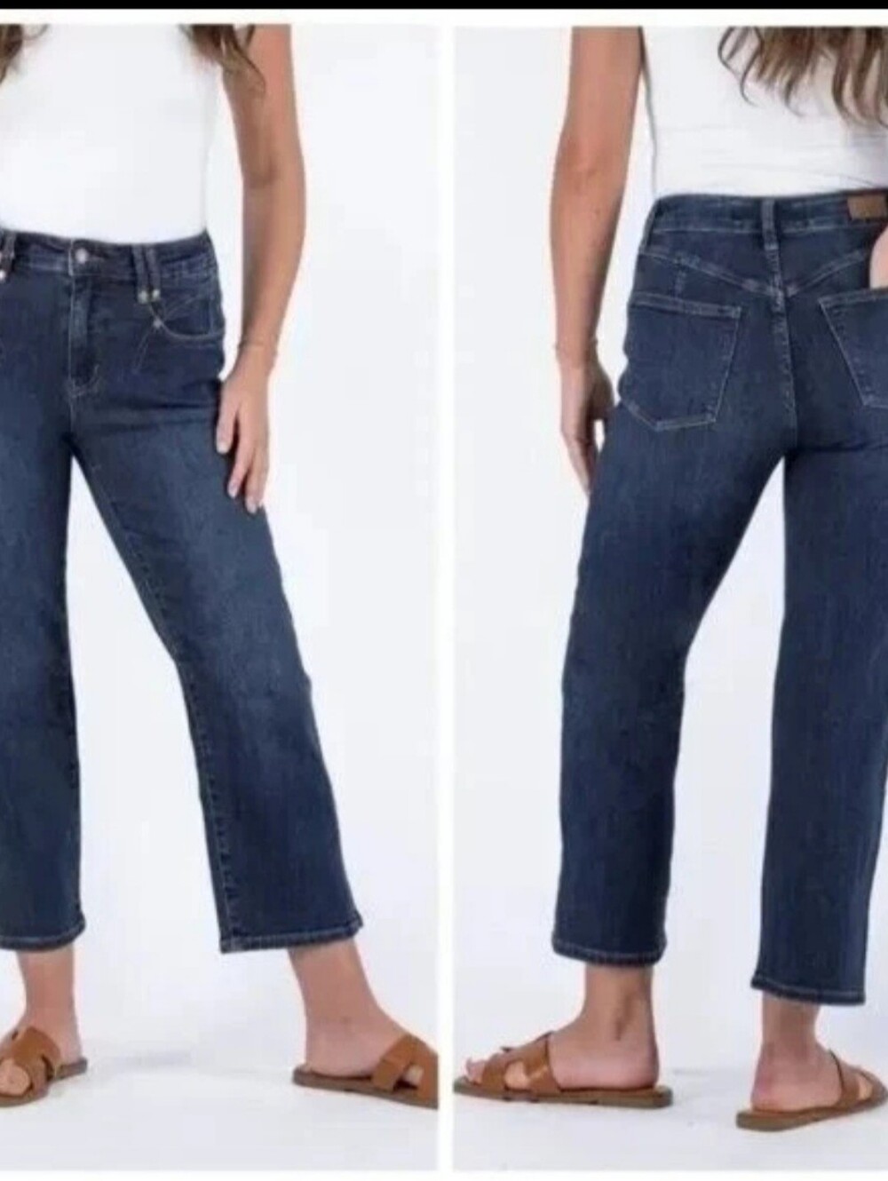 Judy Blue High Rise Straight Leg Crop Jeans Side Slit Jeans Size 29
